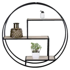 Boliginteriør BOLIGINTERIØR RUND HYLDE NATUR/SORT 60 X 13 X 60 CM^ Bolig Møbler