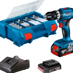 Bosch PRO GSB 18V-45 SLAGBOREMASKINE AKKU MED BATTERI OG LADER^ Bore- & Skruemaskiner
