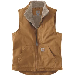 Carhartt LOOSE FIT WASHED DUCK SHERPA-LINED MOCK-NECK VEST VEST M BRUN^ Jakker
