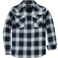 Carhartt SNAP-FRONT PLAID SHIRT SKJORTE L SORT^ Trøjer & T-Shirts