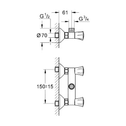 Grohe COSTA L BRUSEARMATUR KROM Hot