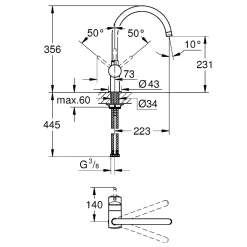 Grohe MINTA KØKKENARMATUR KROM Hot