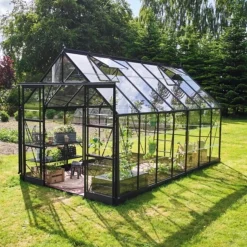 Halls ICON 8 DRIVHUS EKSKL. SOKKEL 3 MM DELT GLAS SORT 11,2 M2^ Drivhuse