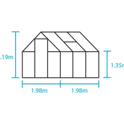 Halls QUBE 66 DRIVHUS 3 MM HÆRDET GLAS HELE BANER SORT 3,9 M2^ Drivhuse