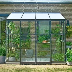 Halls QUBE LEAN-TO 68 VÆGDRIVHUS 3 MM HÆRDET GLAS SORT 4,7 M2^ Vægdrivhuse