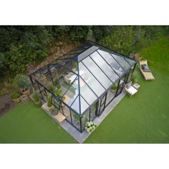 Juliana GRAND OASE DRIVHUS 3 MM HÆRDET GLAS HELE BANER ANTRACIT 25,6 M2 Sale