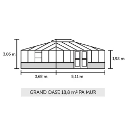 Juliana GRAND OASE MUR ORANGERI 3 MM HÆRDET GLAS HELE BANER ANTRACIT 18,8 M2^ Orangerier