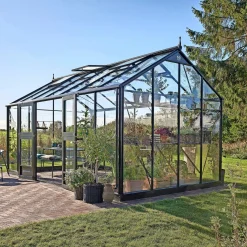 Juliana JUBII 60 EKSKL. SOKKEL DRIVHUS 3 MM HÆRDET GLAS HELE BANER SORT 15,1 M2 Hot