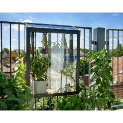Juliana URBAN BALCONY VÆGDRIVHUS 4 MM HÆRDET GLAS HELE BANER SORT 0,16 M²^ Vægdrivhuse