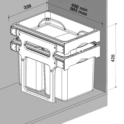 Juvel TANK40 AFFALDSSTATIV GRÅ/BLÅ/GRØN 16+16 L^ Boligindretning