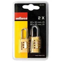 Millarco KODELÅS - HÆNGELÅS 20X30 MM + 20X35 MM MESSING 2 STK Best