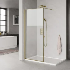 Milobad MESSING PROFIL BRUSEVÆG KLART GLAS 100 CM^ Brusevægge