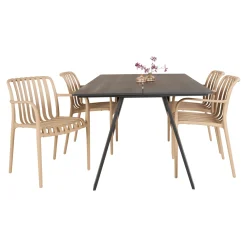 Outrium CARROS/MURCIA BORD + 4 STOLE HAVEMØBELSÆT SORT/SANDGRÅ^ Havemøbelsæt