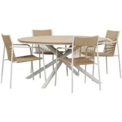 Outrium CATANIA BORD + 4 STOLE HAVEMØBELSÆT NATUR/GRÅBEIGE^ Havemøbelsæt