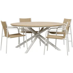 Outrium CATANIA BORD + 4 STOLE HAVEMØBELSÆT NATUR/GRÅBEIGE^ Havemøbelsæt