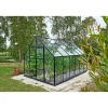 Outrium DRIVHUS INKL. SOKKEL 3 MM HÆRDET GLAS HELE BANER SORT 9,9 M2^ Drivhuse