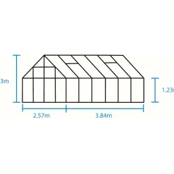 Outrium DRIVHUS INKL. SOKKEL 3 MM HÆRDET GLAS HELE BANER SORT 9,9 M2^ Drivhuse