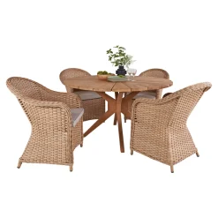 Outrium ESTORIL/SYMI MED 4 STOLE HAVEMØBELSÆT TEAK/NATUR^ Havemøbelsæt