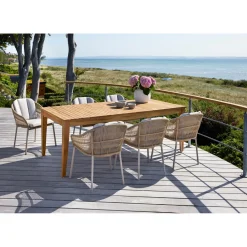 Outrium GILI/PALMA BORD + 6 STOLE HAVEMØBELSÆT TEAK/SANDGRÅ^ Havemøbelsæt
