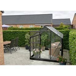 Outrium HALLS DRIVHUS INKL. SOKKEL 3 MM DELT GLAS SORT 5 M²^ Drivhuse