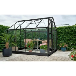 Outrium HALLS DRIVHUS INKL. SOKKEL 3 MM DELT GLAS SORT 5 M²^ Drivhuse