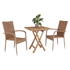 Outrium JAVA/NAPOLI MED 2 STOLE CAFESÆT TEAK/NATUR Outlet