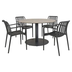 Outrium LEROS/MURCIA BORD + 4 STOLE HAVEMØBELSÆT GRÅ / SORT^ Havemøbelsæt