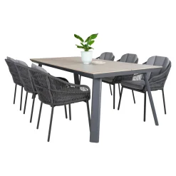 Outrium LEROS/PALMA BORD + 6 STOLE HAVEMØBELSÆT GRÅ^ Havemøbelsæt
