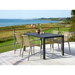 Outrium PISA/MURCIA BORD + 4 STOLE HAVESÆT SORT/SANDGRÅ Sale
