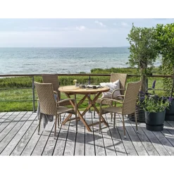 Outrium SYROS/NAPOLI MED 4 STOLE HAVEMØBELSÆT TEAK/NATUR^ Havemøbelsæt