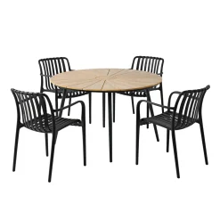Outrium TAVIRA/MURCIA BORD + 4 STOLE HAVEMØBELSÆT NATUR/SORT Online