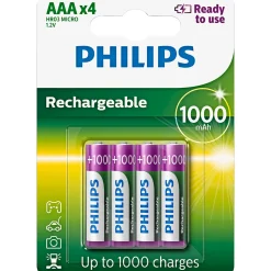 Philips AAA GENOPLADELIGT BATTERI 4 STK/PK^ Batterier
