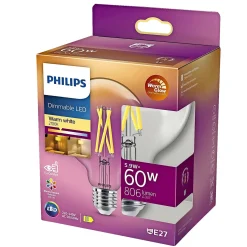 Philips DÆMPBAR KLAR DEKOPÆRE GLOBE E27 6W^ Dekorationspærer