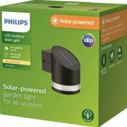 Philips FYVE SOLCELLE VÆGLAMPE SORT 1,5W^ Væglamper Ude