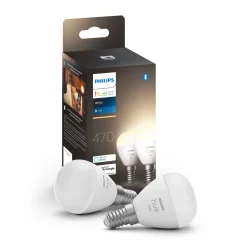 Philips Hue W 2-PAK SMART LED PÆRE E14 KRONE 6W^ Smart Belysning