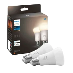 Philips Hue W 2-PAK SMART LED PÆRE E27 STANDARD 10W^ Smart Belysning