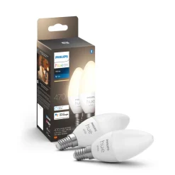 Philips Hue W 2-PAK SMART LED PÆRE E14 KERTE 6W^ Smart Belysning