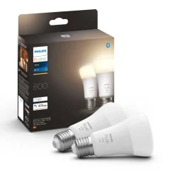 Philips Hue W 2-PAK SMART LED PÆRE E27 STANDARD 9W Best