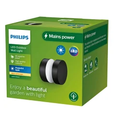 Philips LAVEN UDENDØRS VÆGLAMPE SORT 6W^ Væglamper Ude