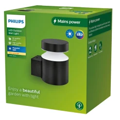 Philips LAVEN UDENDØRS VÆGLAMPE SORT 6W^ Væglamper Ude