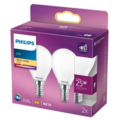 Philips 2-PAK MAT LED PÆRE KRONE E14 2W^ Led