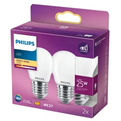 Philips 2-PAK MAT LED PÆRE KRONE E27 2W Clearance