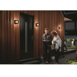 Philips PARTERRE UDENDØRS VÆGLAMPE SORT 8W New
