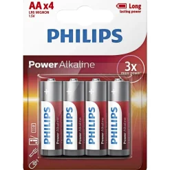 Philips POWER ALKALINE AA BATTERI 4 STK/PK^ Batterier