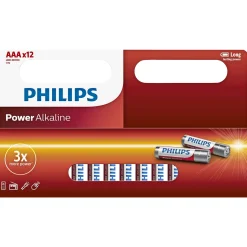 Philips POWER ALKALINE AAA BATTERI 12 STK/PAK Clearance