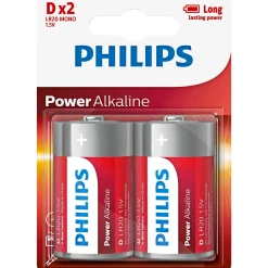 Philips POWER ALKALINE D BATTERI 2 STK/PAK Clearance