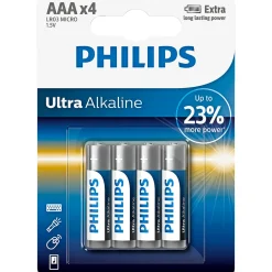 Philips ULTRA ALKALINE AAA BATTERI 4 STK/PK^ Batterier