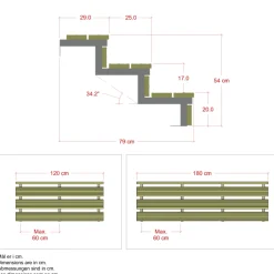 Plus 3 TRIN TERRASSETRAPPE 1800 X 540 MM Hot