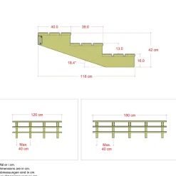 Plus 3 TRIN TERRASSETRAPPE 1200 X 420 MM^ Trappevanger