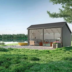 Plus 2-MODULER ÅBEN INKL. TAGPAP/ALULISTER MULTIHAVEHUS 10,5 M2^ Redskabsskure